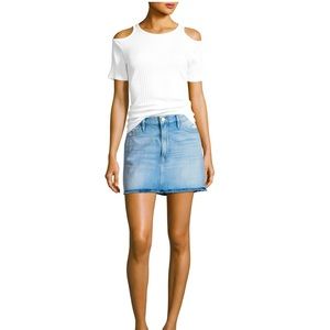 Frame Le Mini Frayed Waist A-Line Denim Skirt Size 25